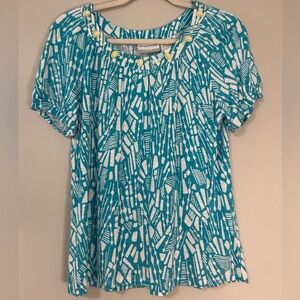 Alfred Dunner Women's Blue Patterned Top, Size PS